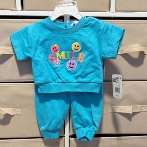 R2 Kids Matching Set in Blue with Colorful Smile Design